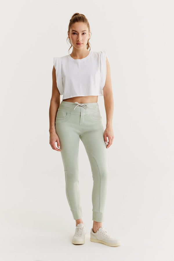 cup of joe denim Mila Mid Waist Jogger 5 Pocket Ankle Pants