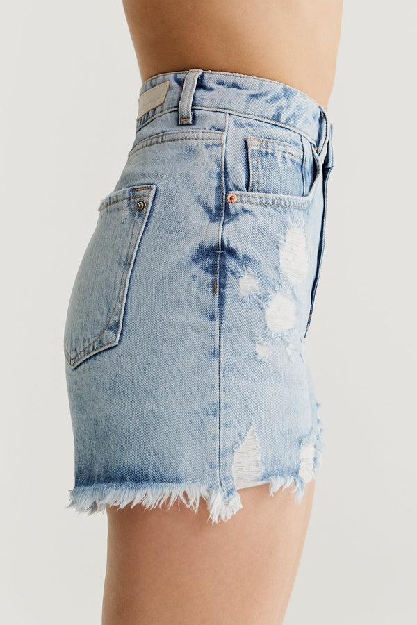 Cup Of Joe Denim Naomi High Waist Mini Length 5 Pocket Shorts