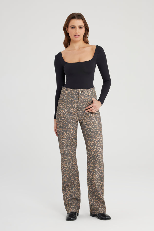 cup of joe denim Sara High Waist Full Length Printed 5 Pocket Pants
