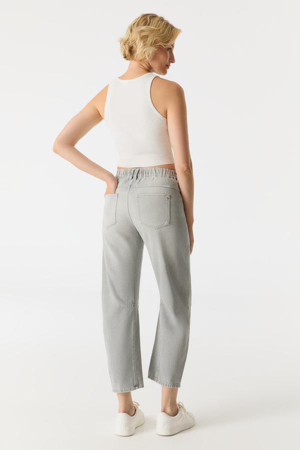 Cup Of Joe Denim Selena Mid Waist Ankle Length Drop Crotch Patch Pocket Jeans