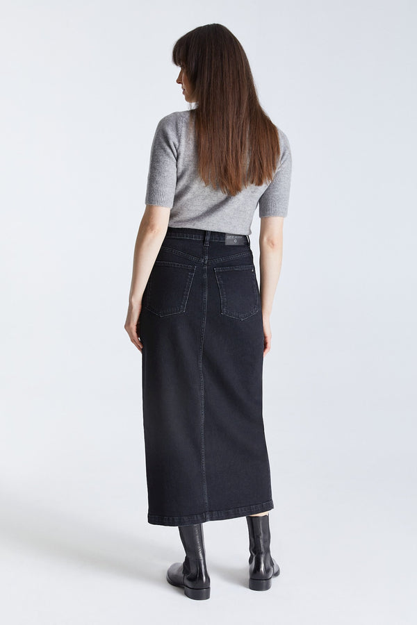 Cup Of Joe Denim Valerie Mid Waist Long Length Skirt