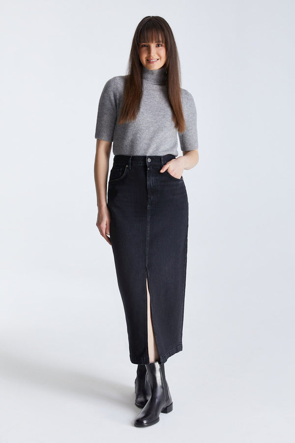 cup of joe denim Valerie Mid Waist Long Length Skirt