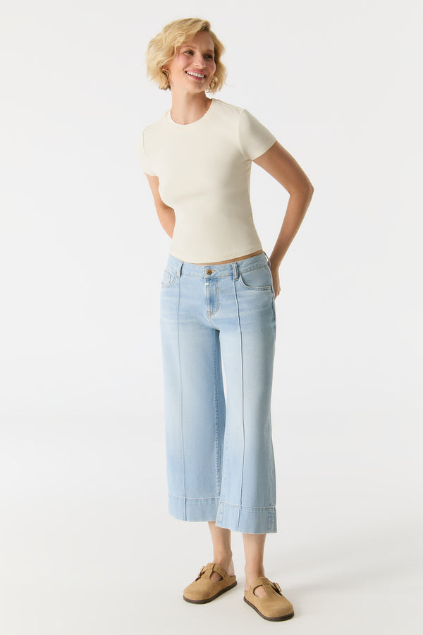 Cup Of Joe Denim Vanessa Mid Waist Cropped Length 5 Pocket Jeans