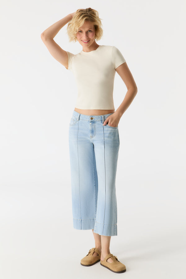 Cup Of Joe Denim Vanessa Mid Waist Cropped Length 5 Pocket Jeans