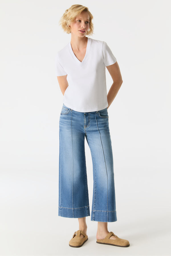 Cup Of Joe Denim Vanessa Mid Waist Cropped Length 5 Pocket Jeans