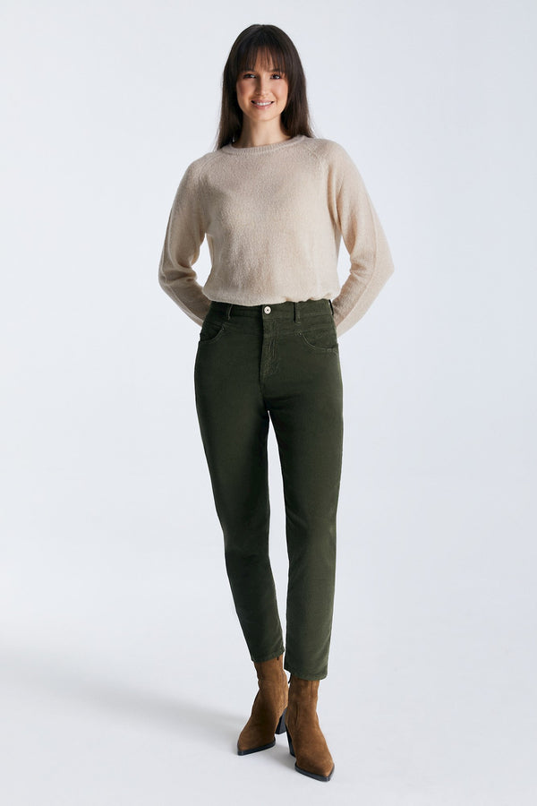 Cup Of Joe Denim Victoria Cord Mid Waist Regular Length 5 Pocket Pants