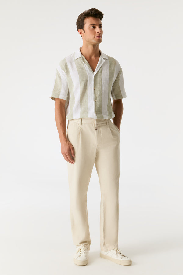 Cup Of Joe Denim Willy Mid Waist Ankle Length Pleated Chino Pants