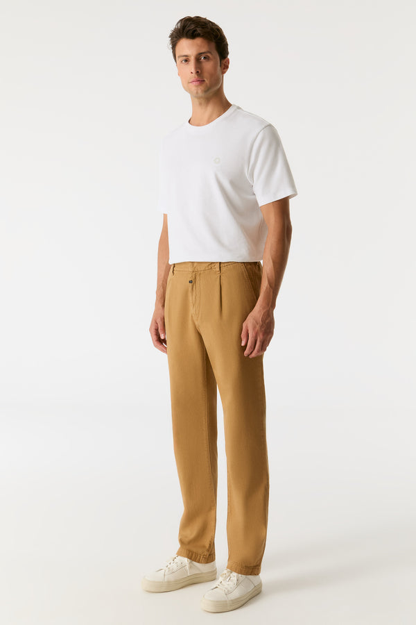 Cup Of Joe Denim Willy Mid Waist Ankle Length Pleated Chino Pants