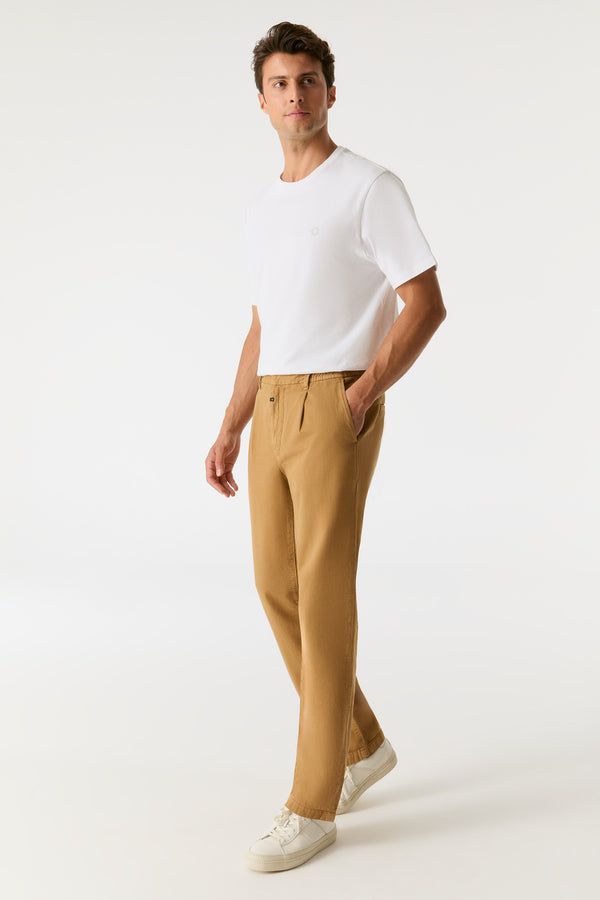 Cup Of Joe Denim Willy Mid Waist Ankle Length Pleated Chino Pants