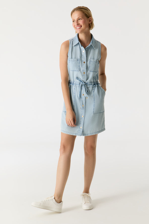 cup of joe denim Wilma Elastic Waist Patch Pocket Midi Dress