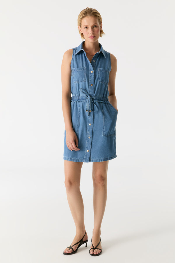 cup of joe denim Wilma Elastic Waist Patch Pocket Midi Dress