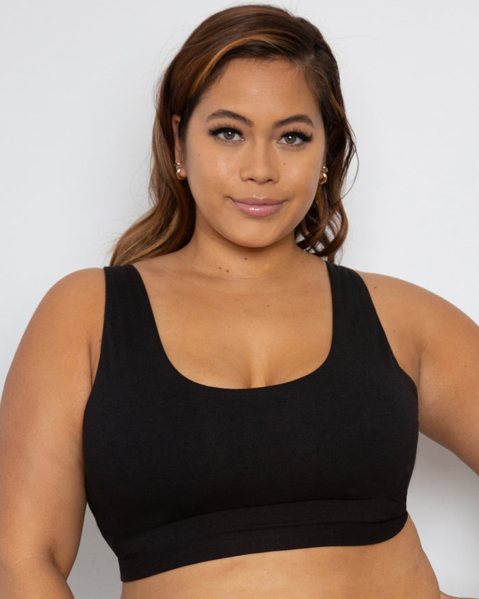 Curvy Couture Cotton Comfort 2-Pack Bralette Charcoal Heather/Black Hue