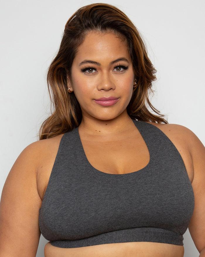 Curvy Couture Cotton Comfort 2-Pack Bralette Charcoal Heather/Black Hue