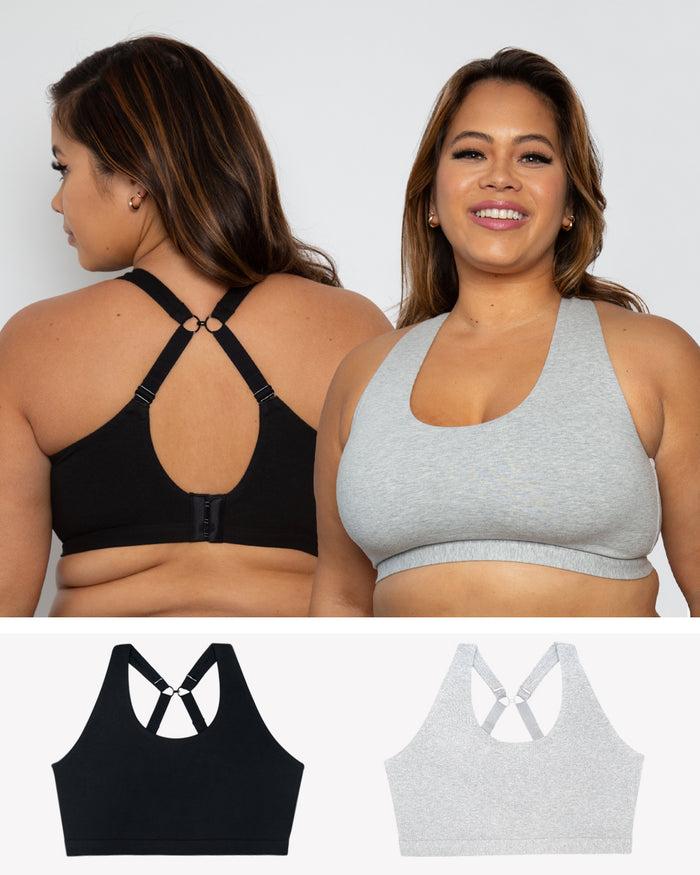 curvy couture Cotton Comfort 2-Pack Bralette Grey Heather/Black Hue