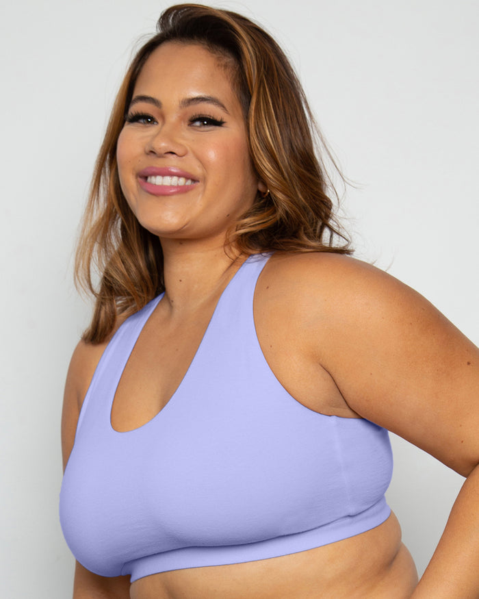 Curvy Couture Cotton Comfort 2-Pack Bralette Lavender Mist/Grey Heather