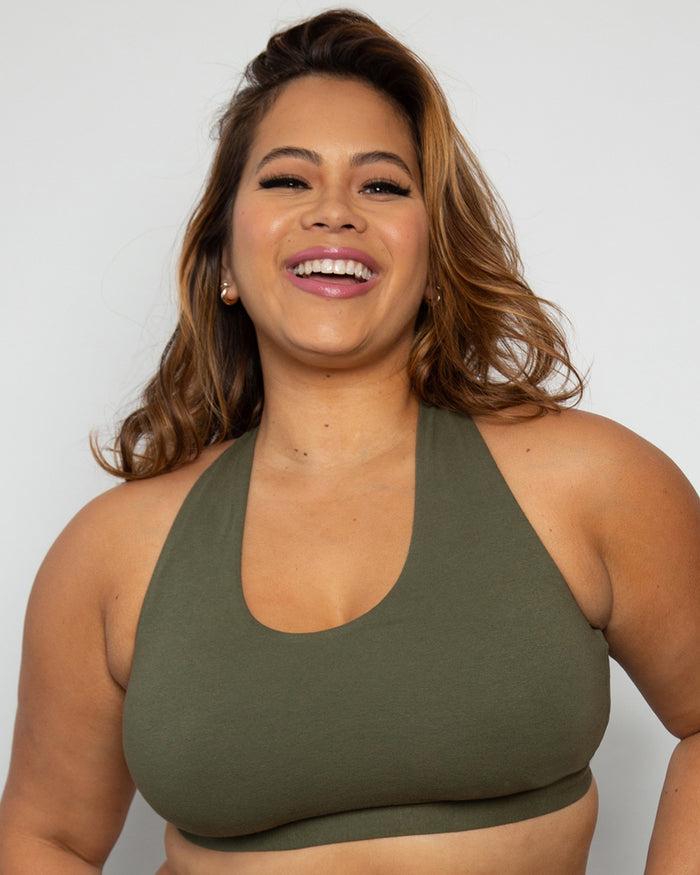Curvy Couture Cotton Comfort 2-Pack Bralette Olive Night/Blushing Rose