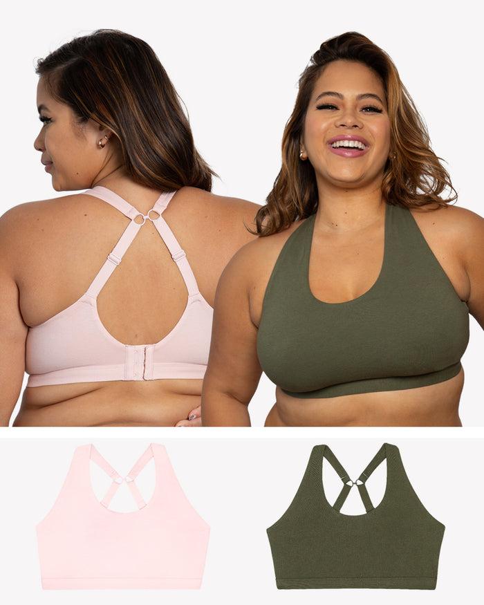 curvy couture Cotton Comfort 2-Pack Bralette Olive Night/Blushing Rose
