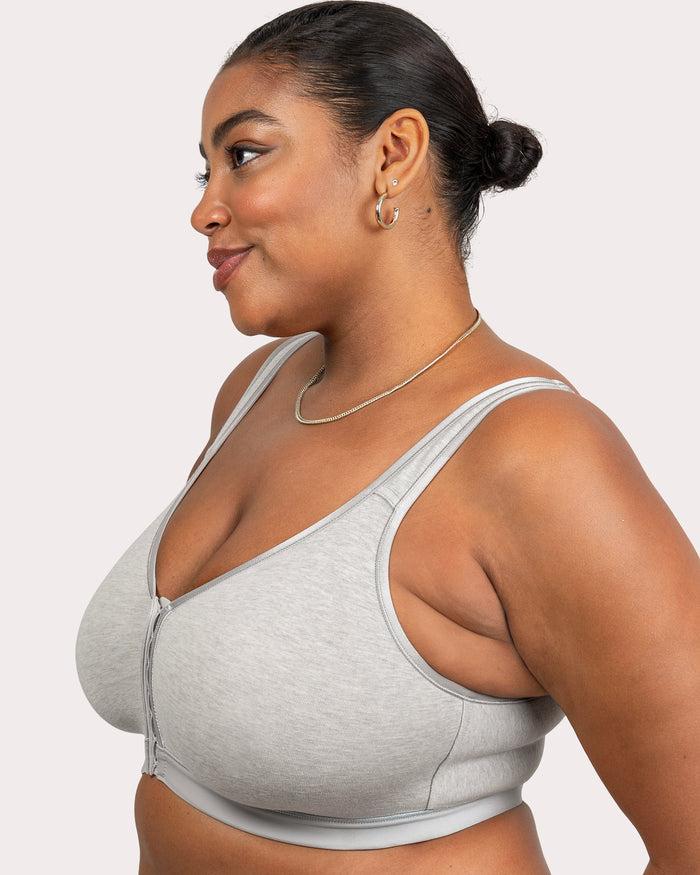 Curvy Couture Cotton Luxe Front And Back Close Wireless Bra - Final Sale Grey Heather