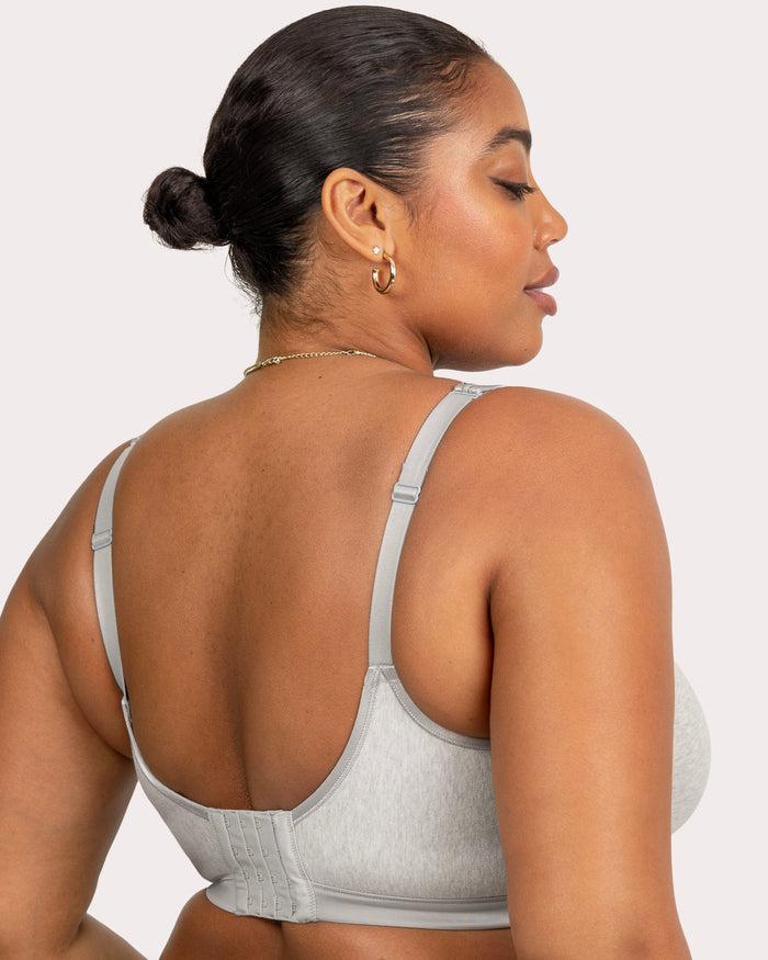 Curvy Couture Cotton Luxe Front And Back Close Wireless Bra - Final Sale Grey Heather