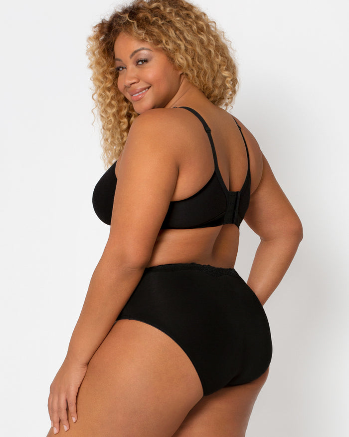 Curvy Couture Cotton Luxe Unlined Wireless Bra Black On Black