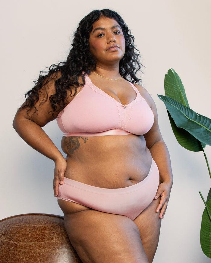 Curvy Couture Cotton Luxe Unlined Wireless Bra Blushing Rose