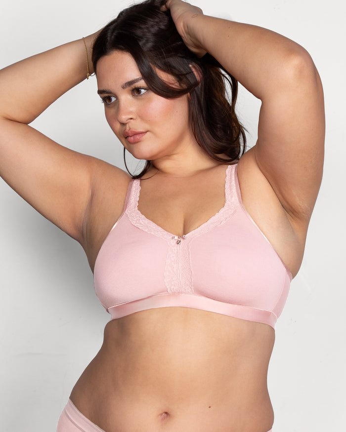 curvy couture Cotton Luxe Unlined Wireless Bra Blushing Rose