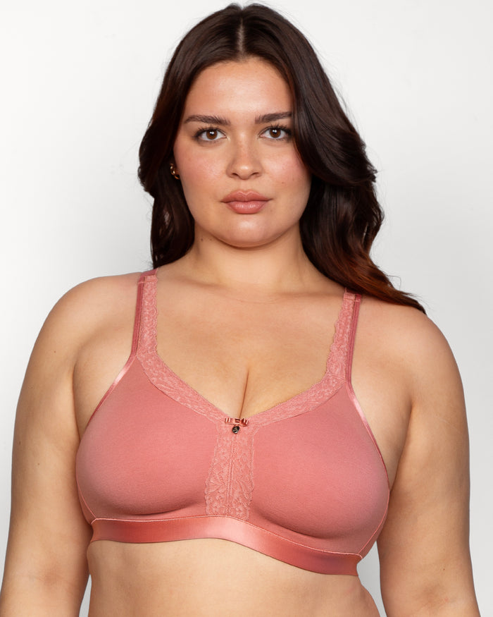 Curvy Couture Cotton Luxe Unlined Wireless Bra Desert Dawn