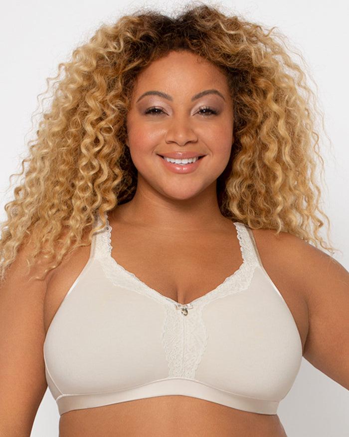 curvy couture Cotton Luxe Unlined Wireless Bra Natural