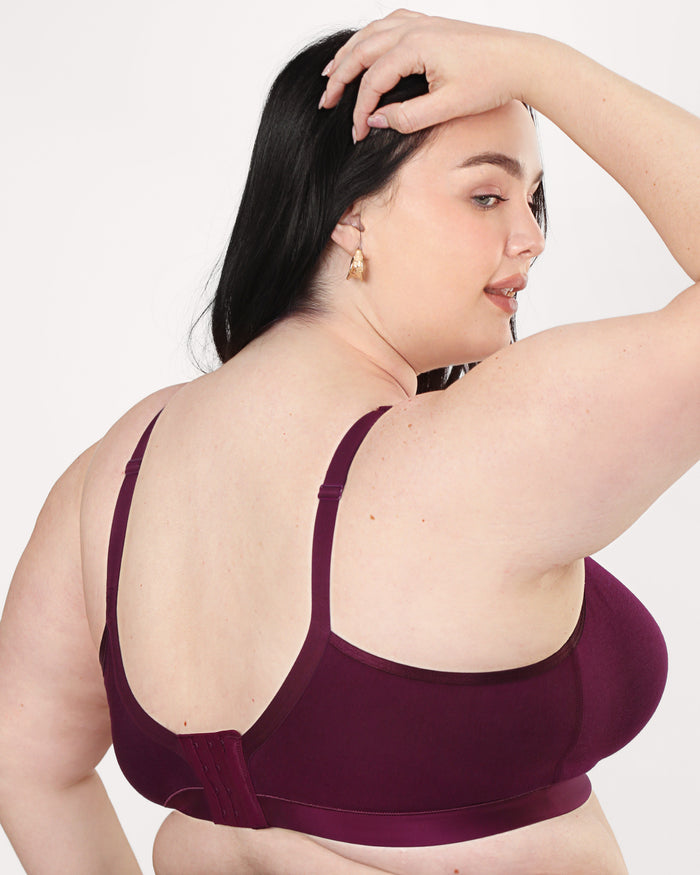 Curvy Couture Cotton Luxe Unlined Wireless Bra Purple Velvet