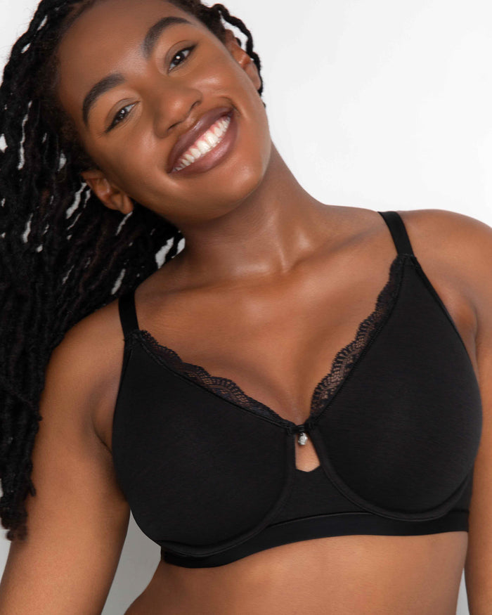 curvy couture Cotton Luxe Unlined Underwire Black
