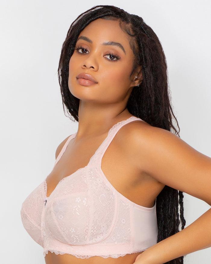Curvy Couture Luxe Lace Wireless Bra Blushing Rose
