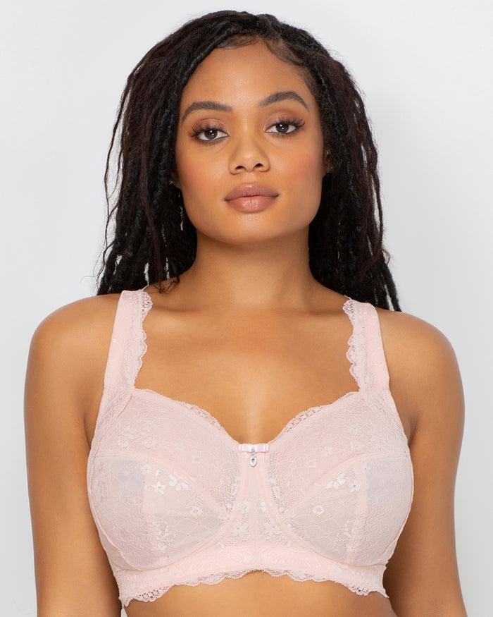 curvy couture Luxe Lace Wireless Bra Blushing Rose