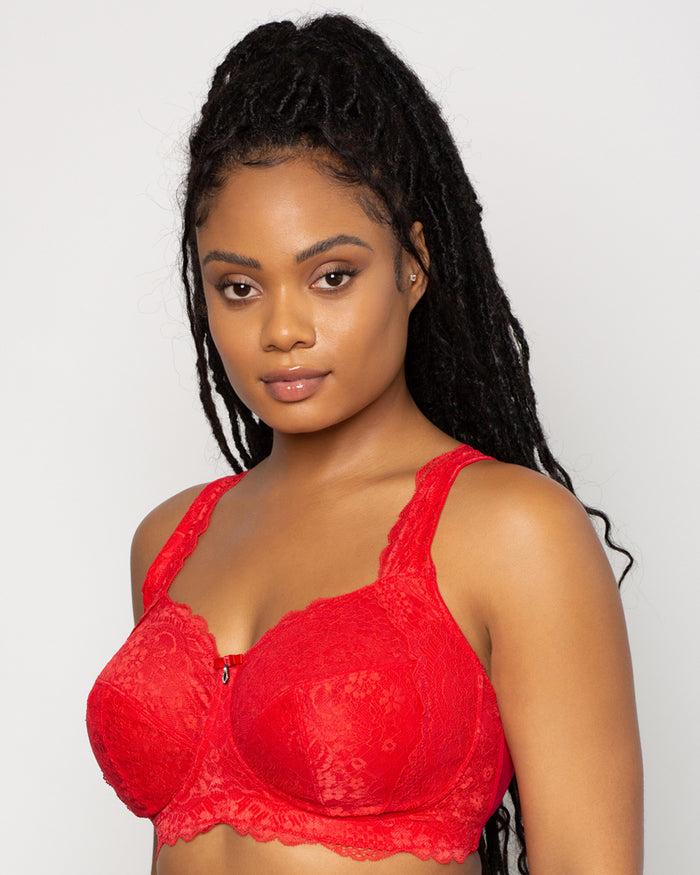 Curvy Couture Luxe Lace Wireless Bra Diva Red