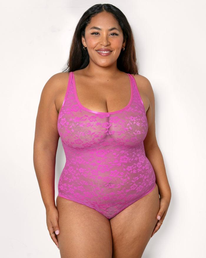 Curvy Couture No-Show Lace Bodysuit Flirt