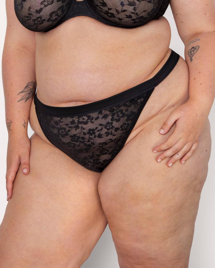 curvy couture No-Show Lace G-String Black Hue