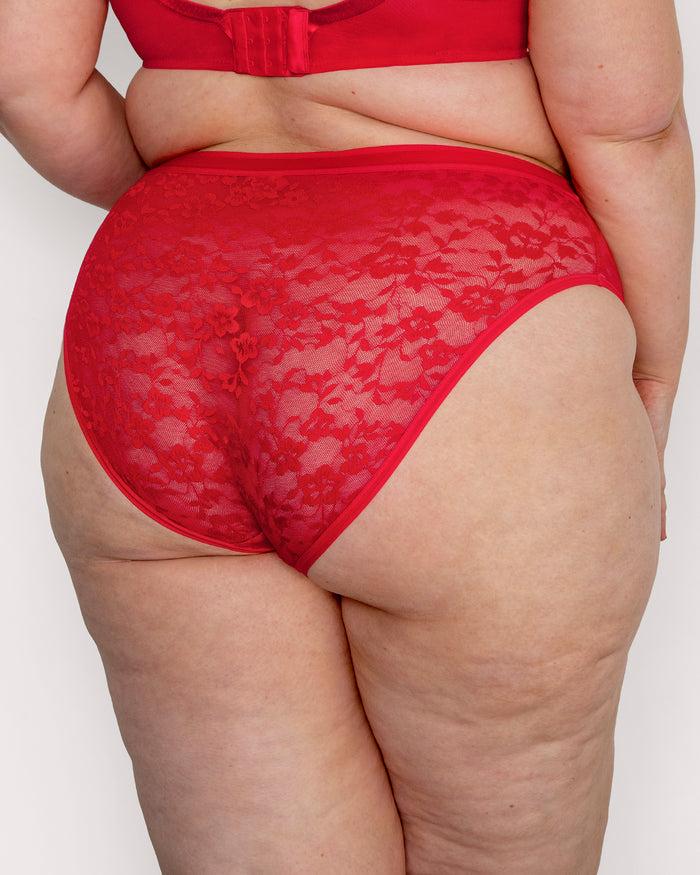Curvy Couture No-Show Lace High Cut Brief Diva Red