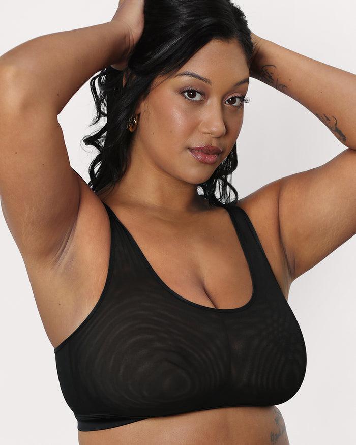 Curvy Couture Sheer Mesh Bralette Black Hue