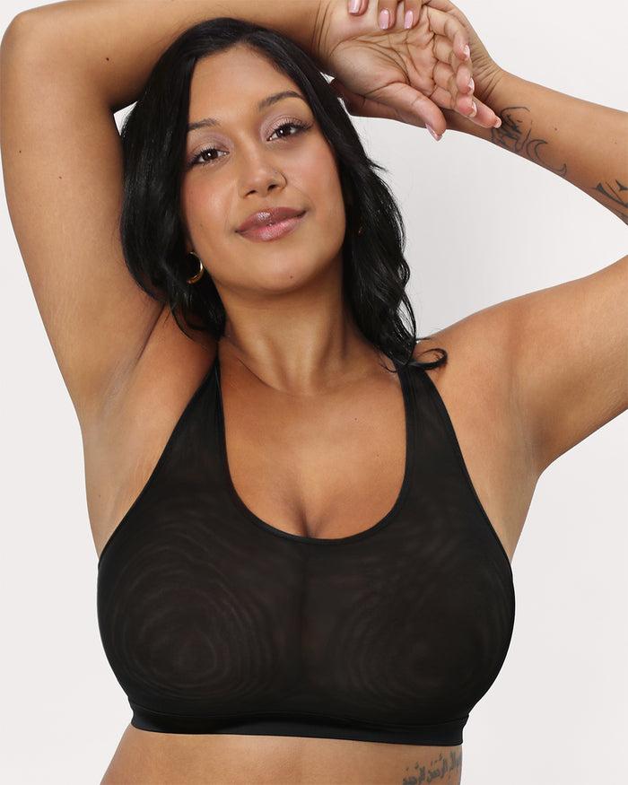 curvy couture Sheer Mesh Bralette Black Hue