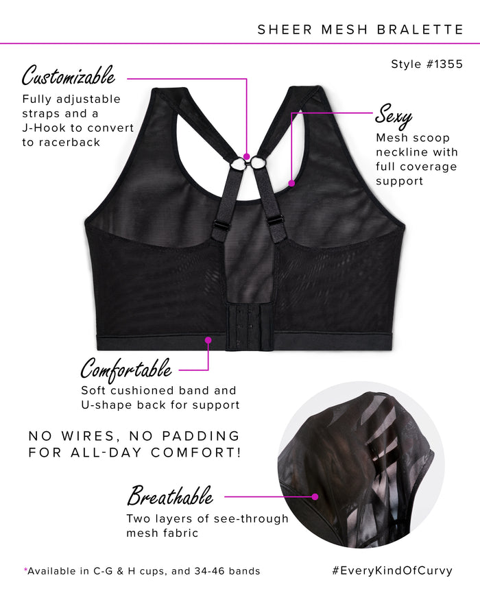 Curvy Couture Sheer Mesh Bralette Cosmo Pink