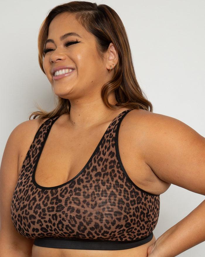 Curvy Couture Sheer Mesh Bralette Designer Leopard