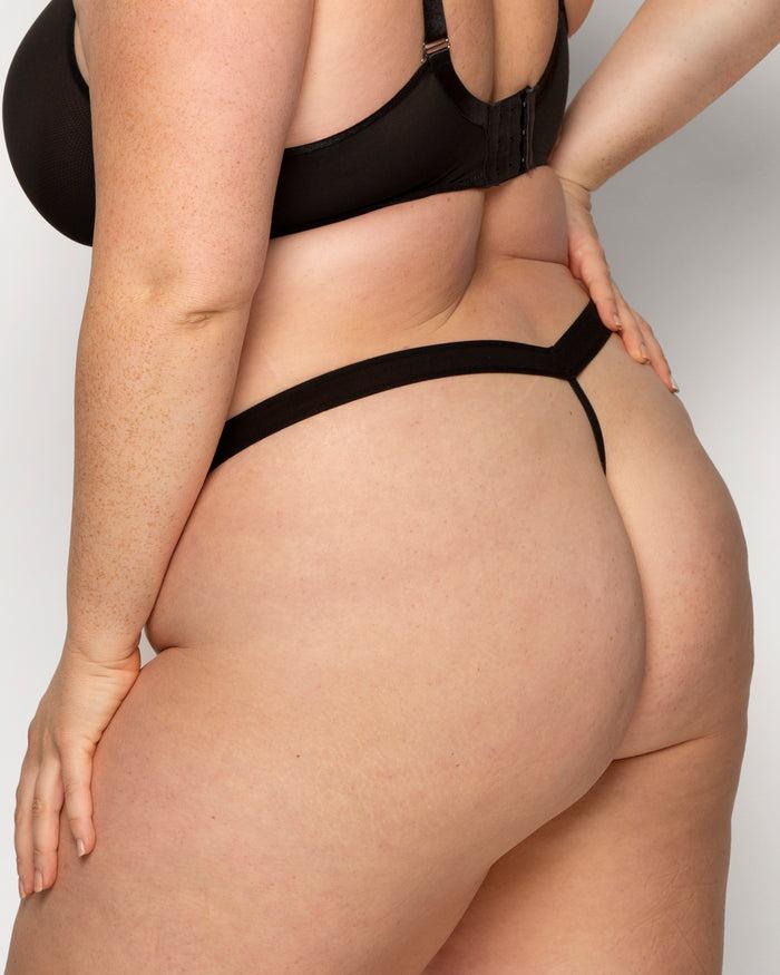 curvy couture Sheer Mesh G-String Black Hue