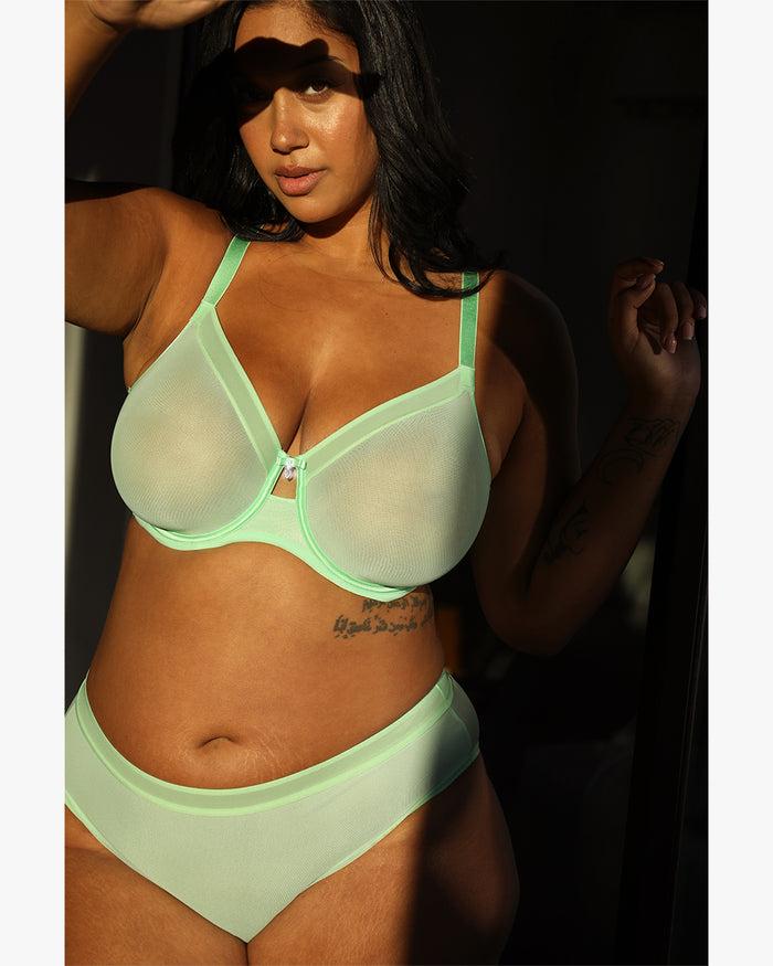 Curvy Couture Sheer Mesh High Cut Brief Appletini
