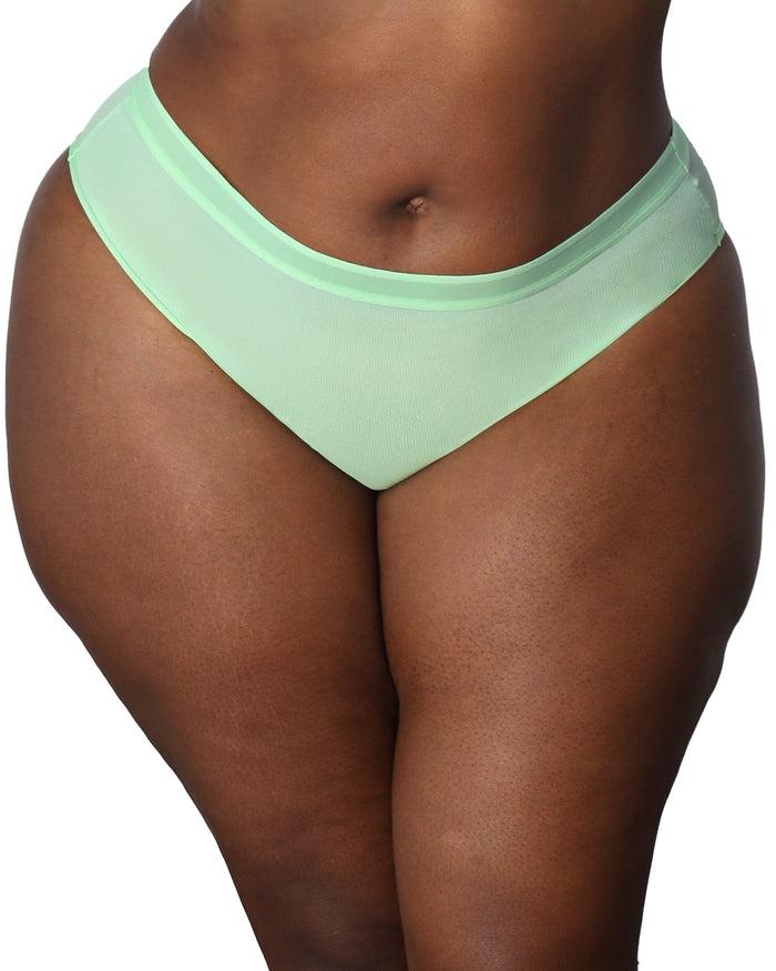 curvy couture Sheer Mesh High Cut Brief Appletini