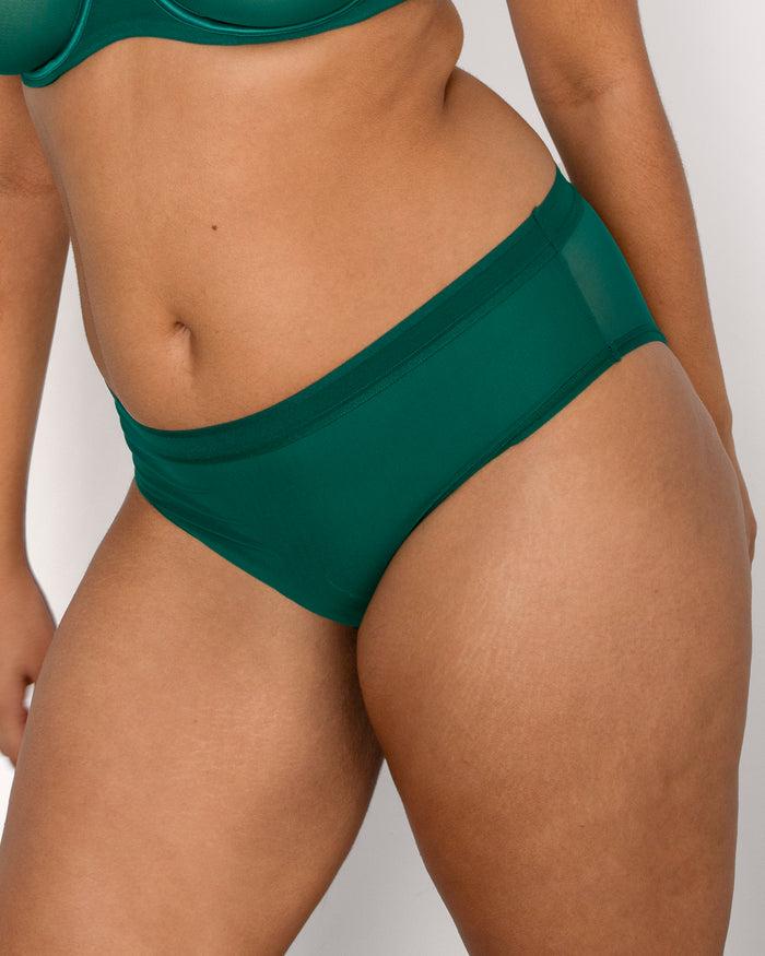Curvy Couture Sheer Mesh High Cut Brief Aventurine