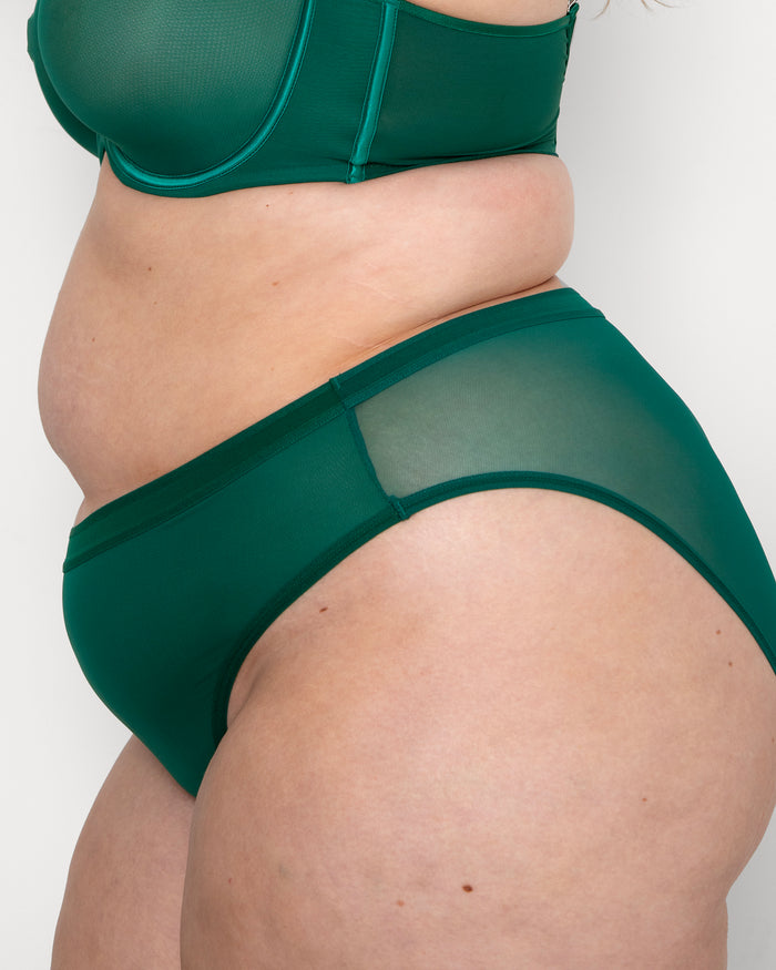 Curvy Couture Sheer Mesh High Cut Brief Aventurine