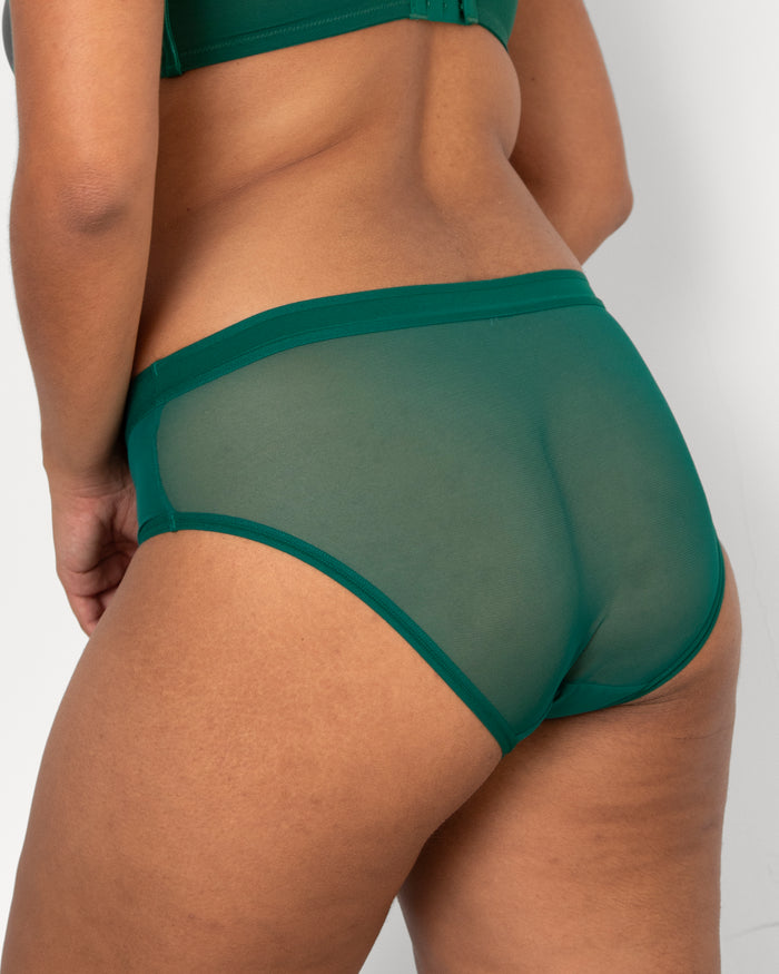 Curvy Couture Sheer Mesh High Cut Brief Aventurine