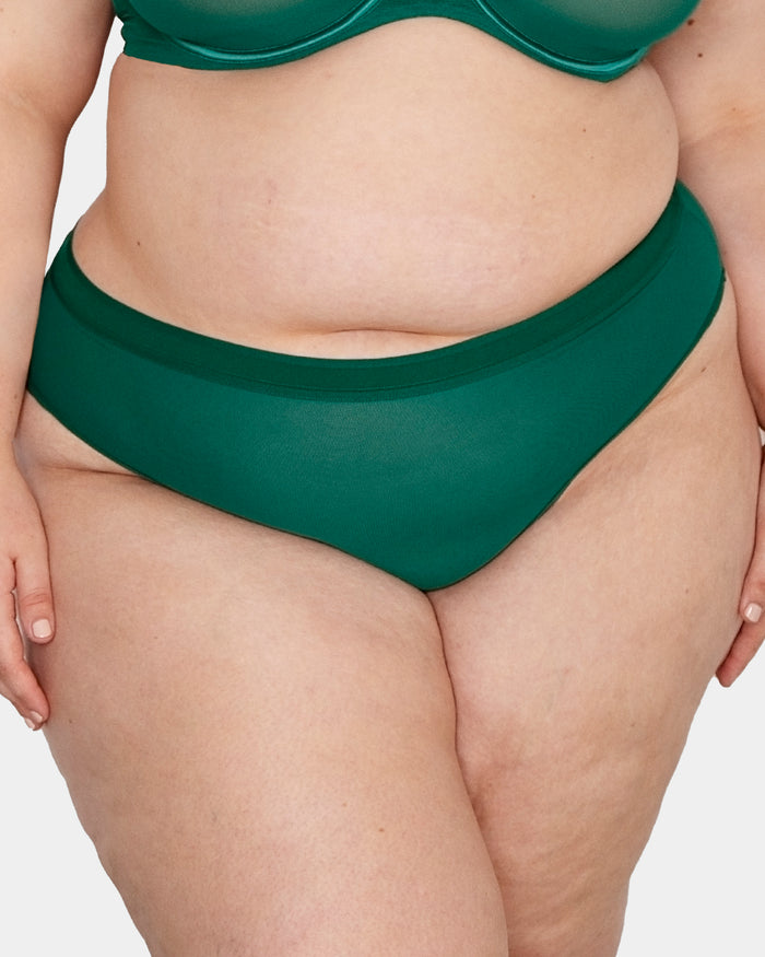 curvy couture Sheer Mesh High Cut Brief Aventurine