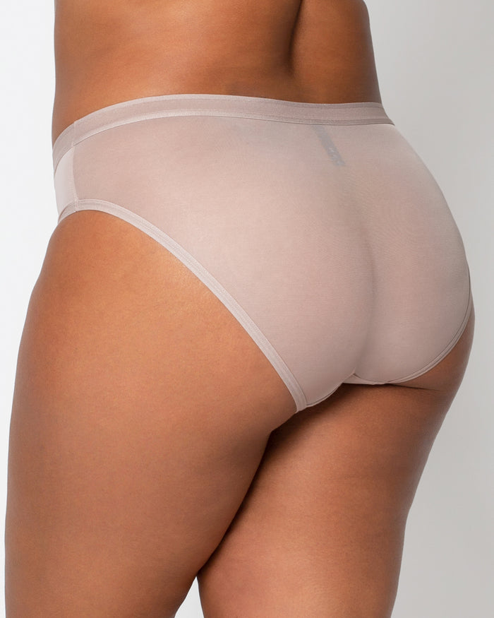 Curvy Couture Sheer Mesh High Cut Brief Bark
