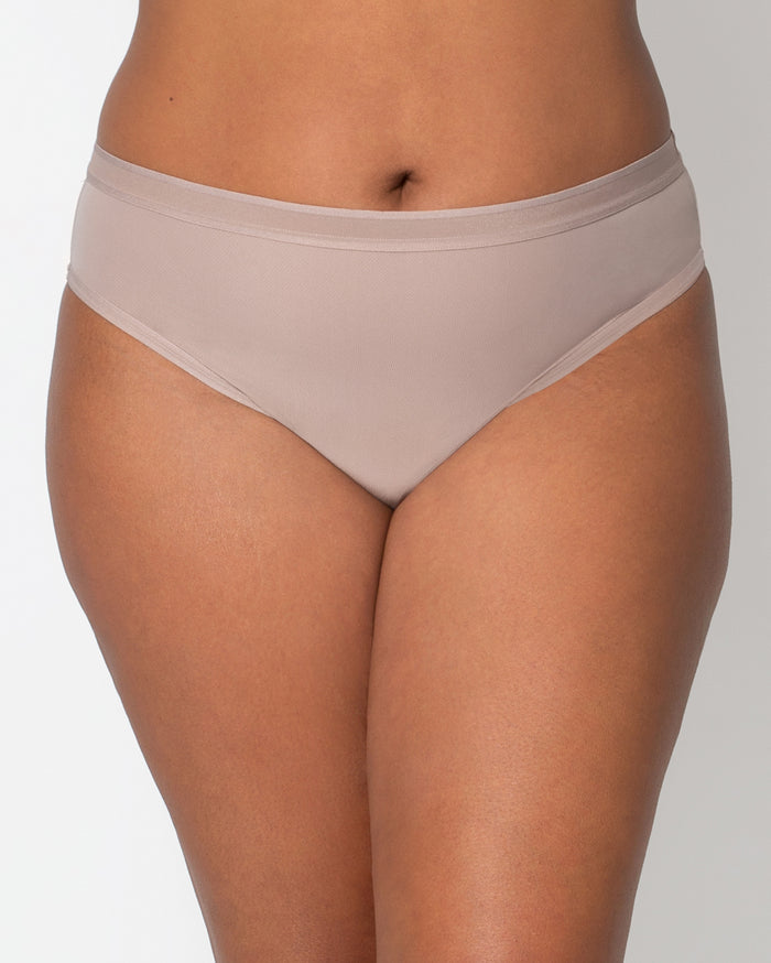 Curvy Couture Sheer Mesh High Cut Brief Bark
