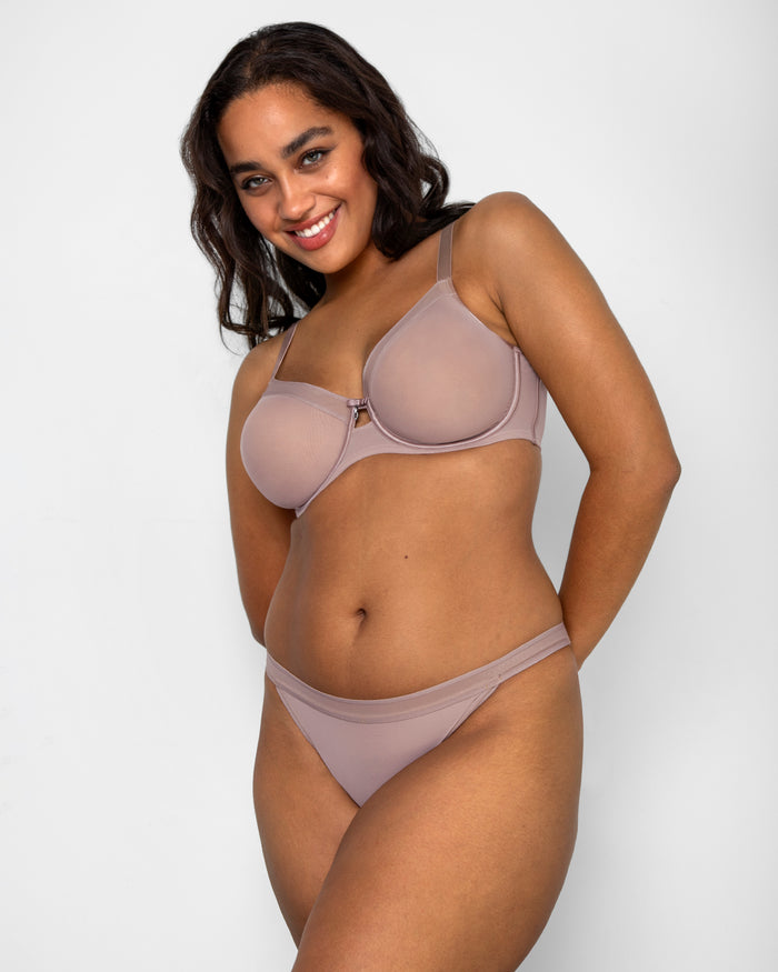 Curvy Couture Sheer Mesh String Bikini Panty Bark